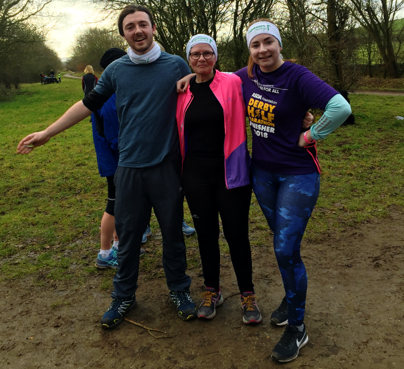 Three members of Contours staff all kitted up for a social run